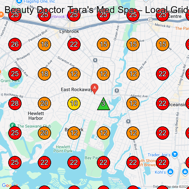 Beauty Doctor Tara's Med Spa GeoGrid visibility map for Drafting Service in East Rockaway